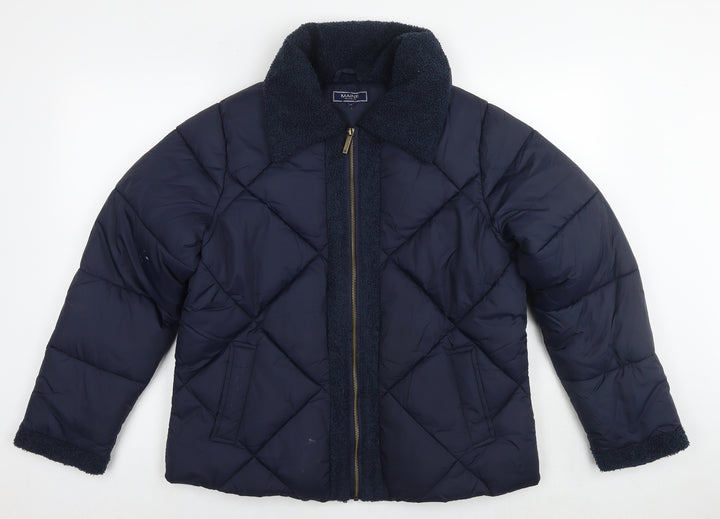 Maine Womens Blue Quilted Jacket Size 12 Zip