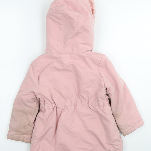 Disney Girls Pink Parka Jacket Size 3-4 Years Zip
