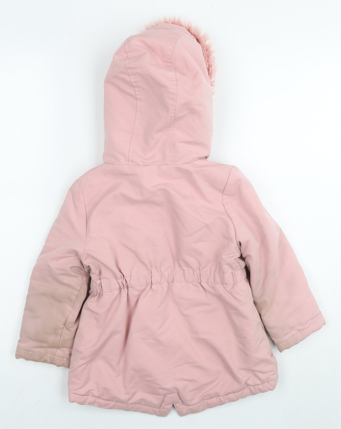 Disney Girls Pink Parka Jacket Size 3-4 Years Zip