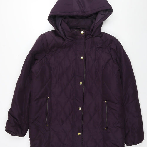 EWM Womens Purple Quilted Coat Size 16 Zip