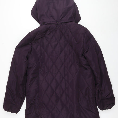 EWM Womens Purple Quilted Coat Size 16 Zip