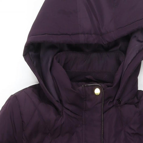 EWM Womens Purple Quilted Coat Size 16 Zip