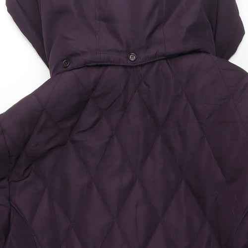 EWM Womens Purple Quilted Coat Size 16 Zip