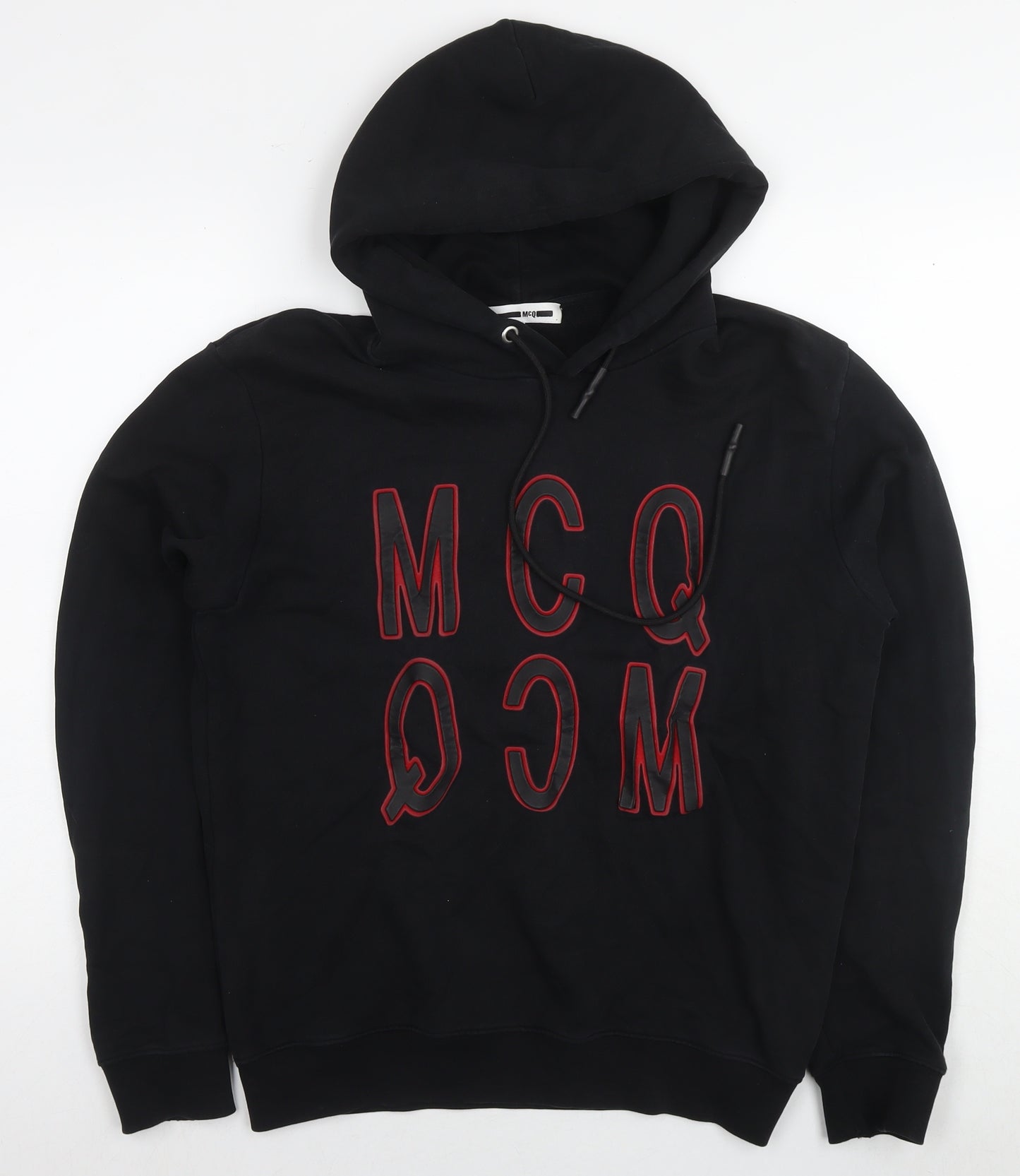 McQ Mens Black Cotton Pullover Hoodie Size M - Logo