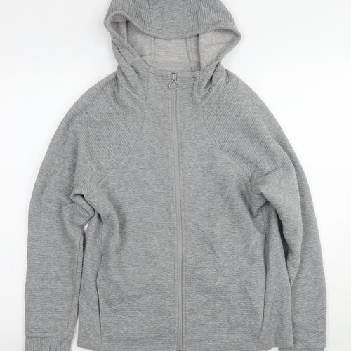 Athletic Womens Grey Cotton Full Zip Hoodie Size 8 Zip - Size 8-10
