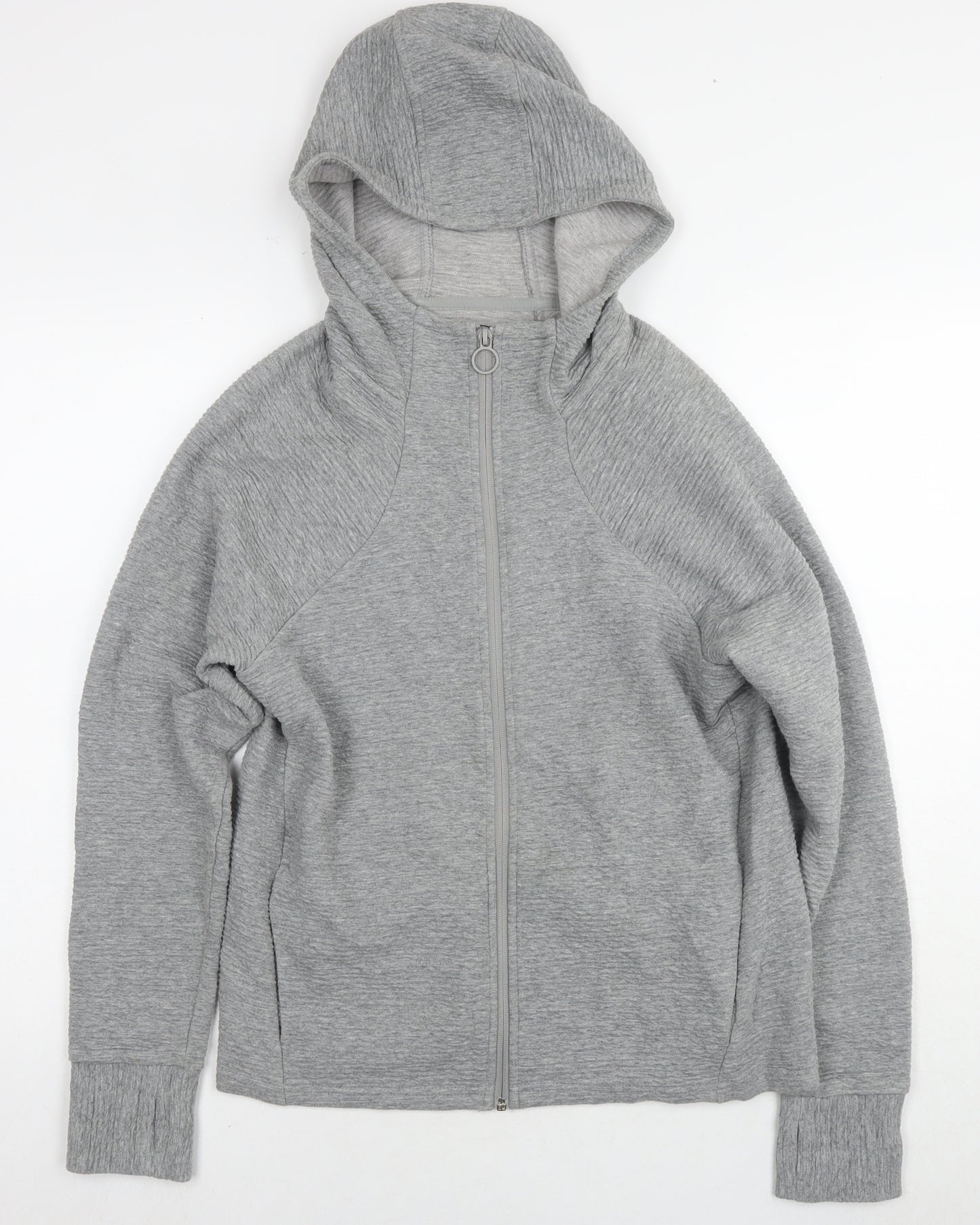 Athletic Womens Grey Cotton Full Zip Hoodie Size 8 Zip - Size 8-10