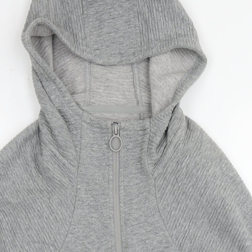 Athletic Womens Grey Cotton Full Zip Hoodie Size 8 Zip - Size 8-10
