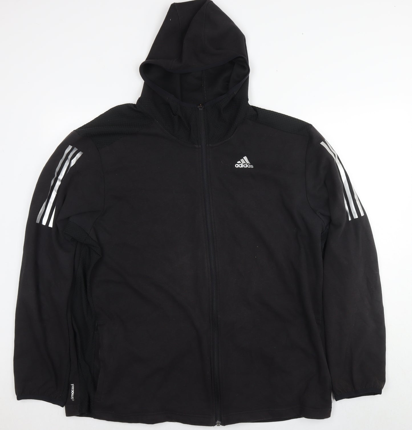 adidas Mens Black Cotton Full Zip Hoodie Size 2XL