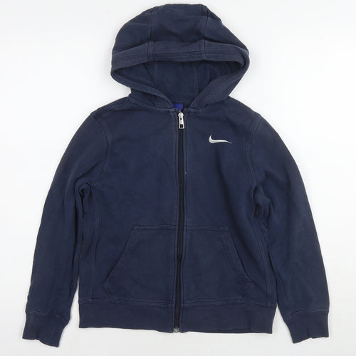 Nike Boys Blue Cotton Full Zip Hoodie Size 10-11 Years Zip - Age 10-12 Years