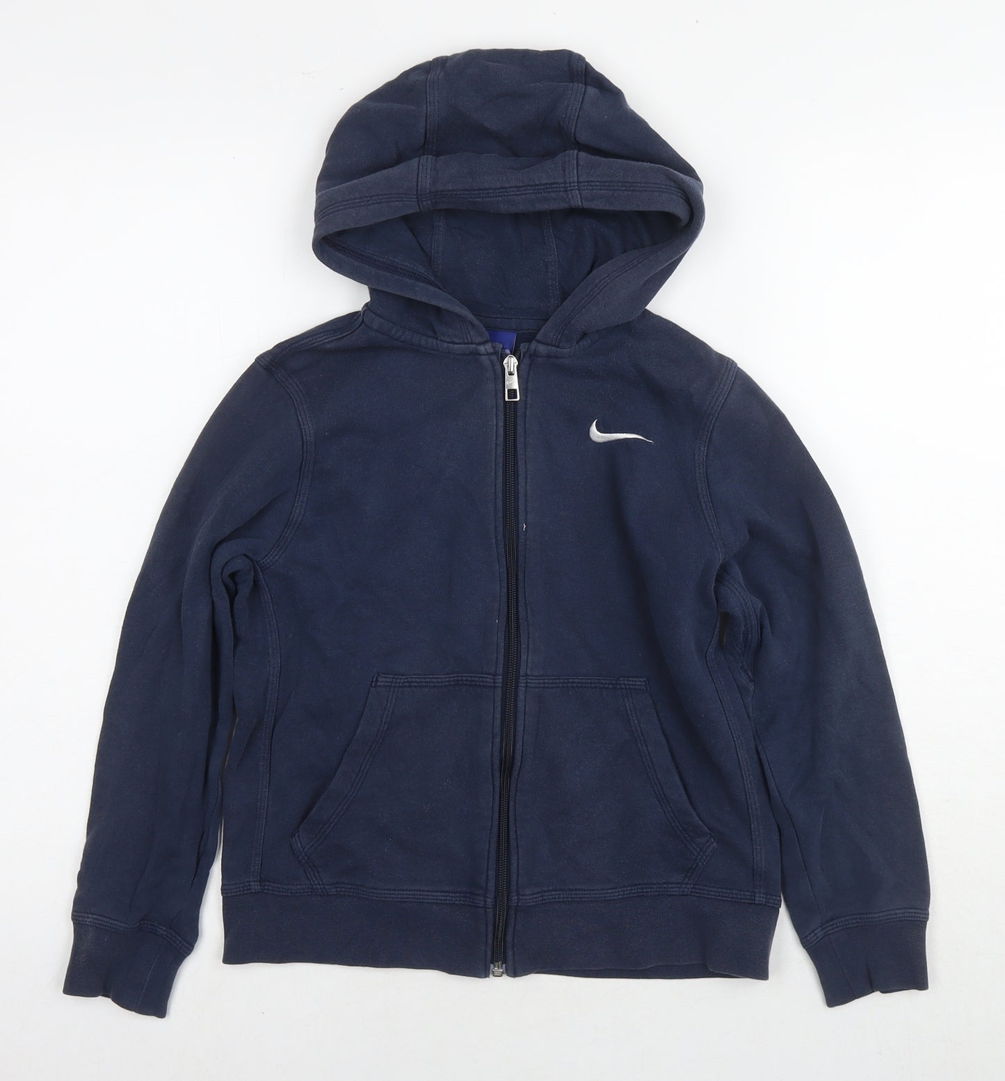 Nike Boys Blue Cotton Full Zip Hoodie Size 10-11 Years Zip - Age 10-12 Years