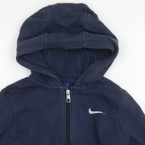 Nike Boys Blue Cotton Full Zip Hoodie Size 10-11 Years Zip - Age 10-12 Years