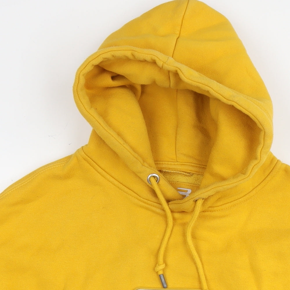 Pull&Bear Womens Yellow Polyester Pullover Hoodie Size L Pullover