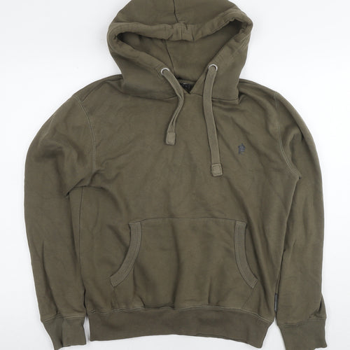 French Connection Mens Green Cotton Pullover Hoodie Size S