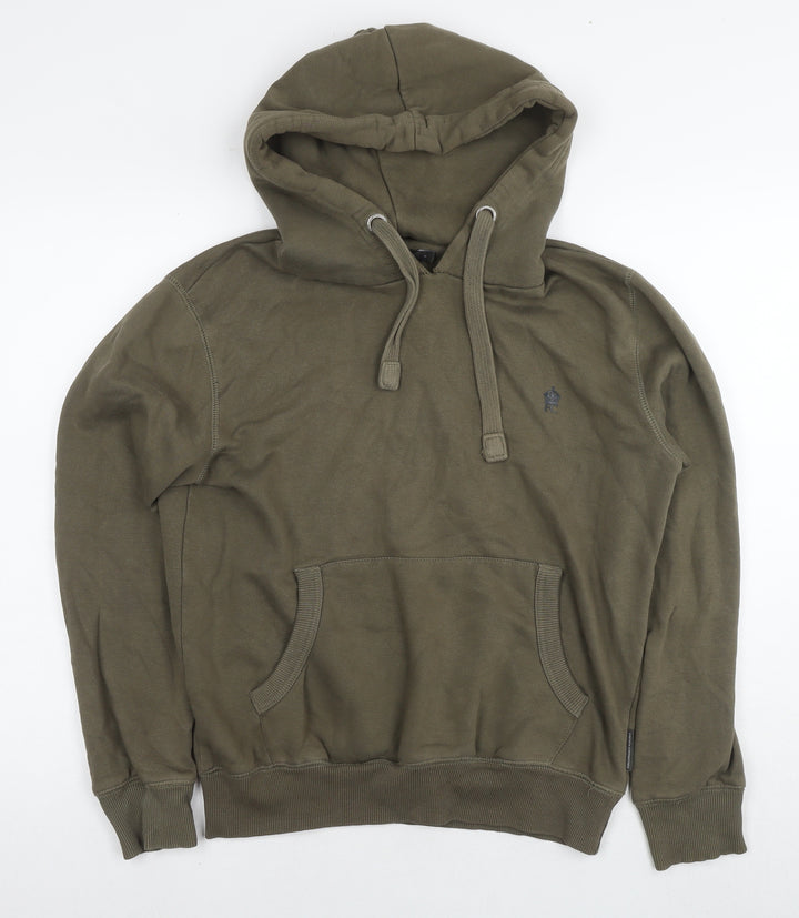 French Connection Mens Green Cotton Pullover Hoodie Size S
