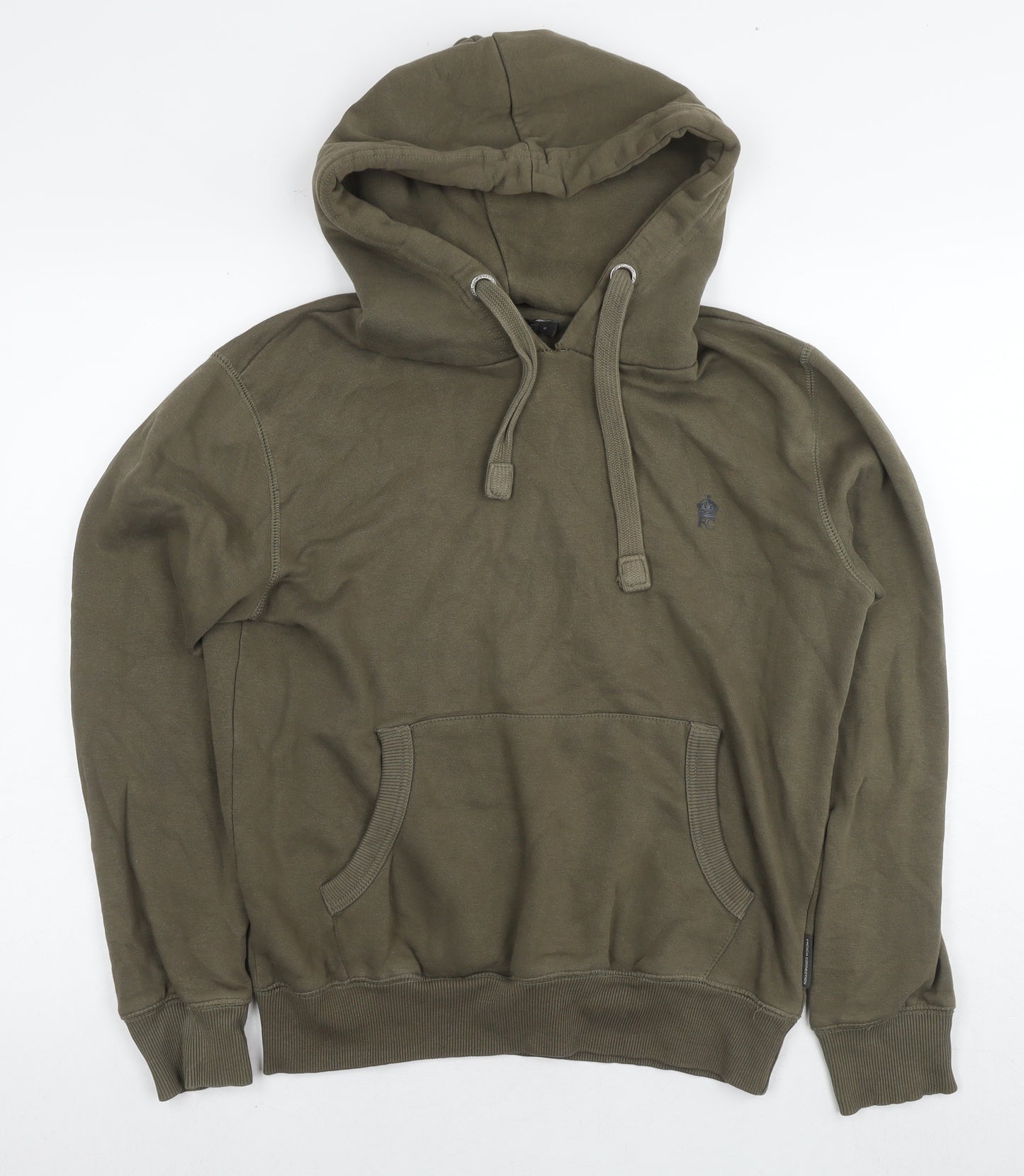 French Connection Mens Green Cotton Pullover Hoodie Size S