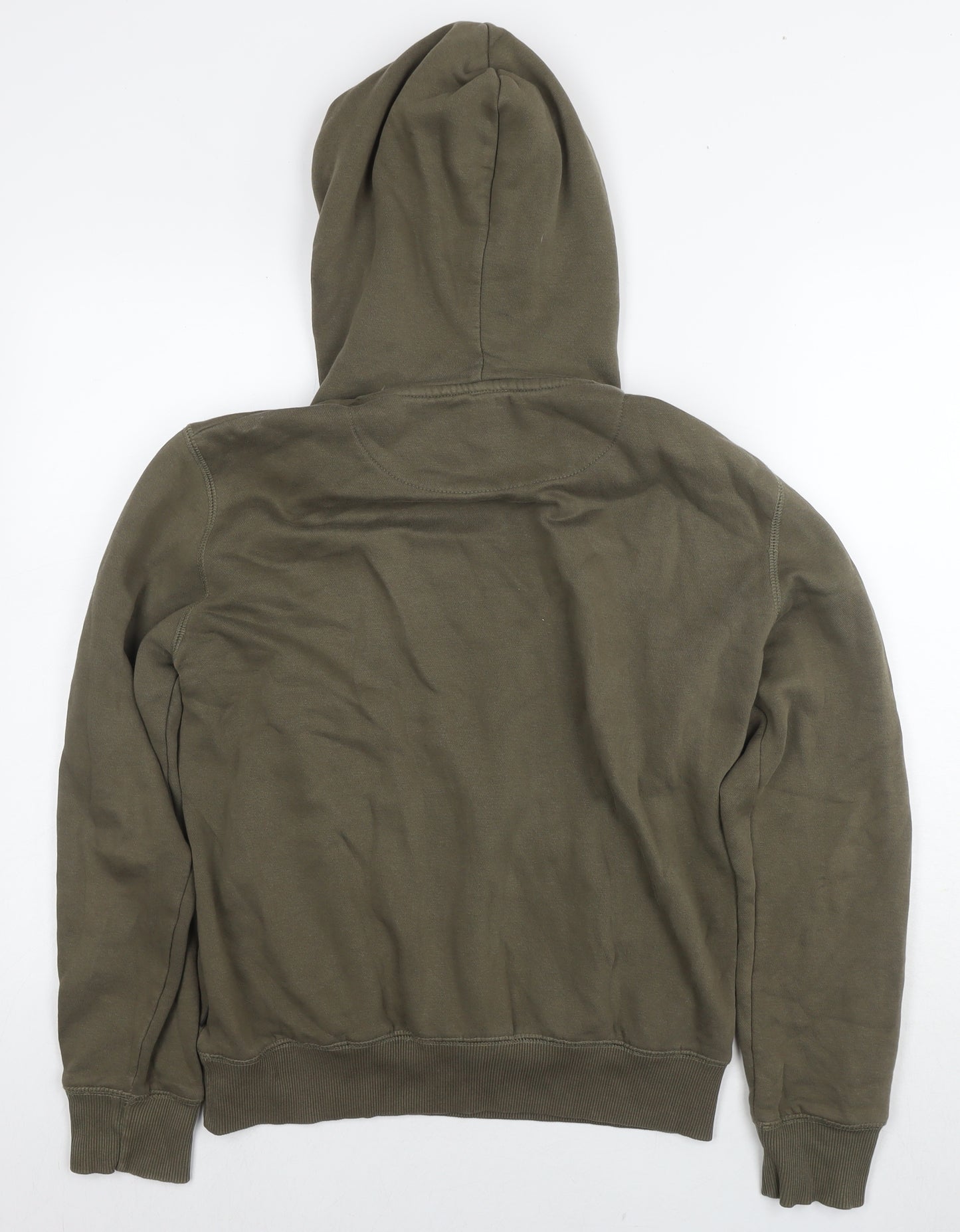 French Connection Mens Green Cotton Pullover Hoodie Size S