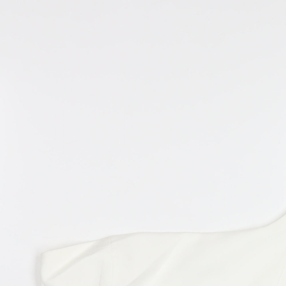 Zara Womens White Polyester Basic T-Shirt Size M One Shoulder