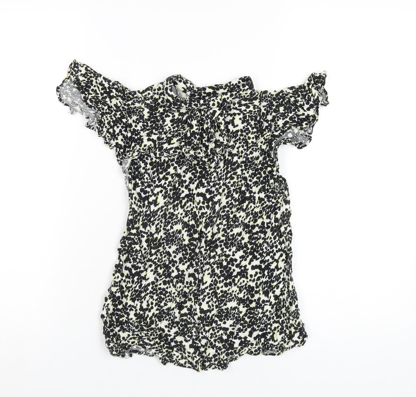 Oasis Womens Multicoloured Fair Isle Viscose Basic T-Shirt Size 12 Round Neck