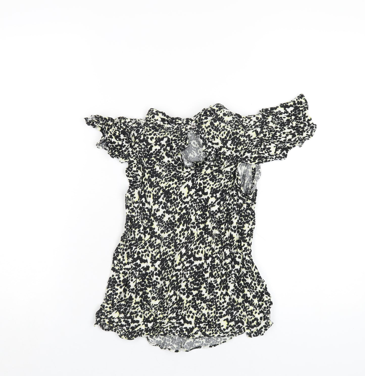 Oasis Womens Multicoloured Fair Isle Viscose Basic T-Shirt Size 12 Round Neck