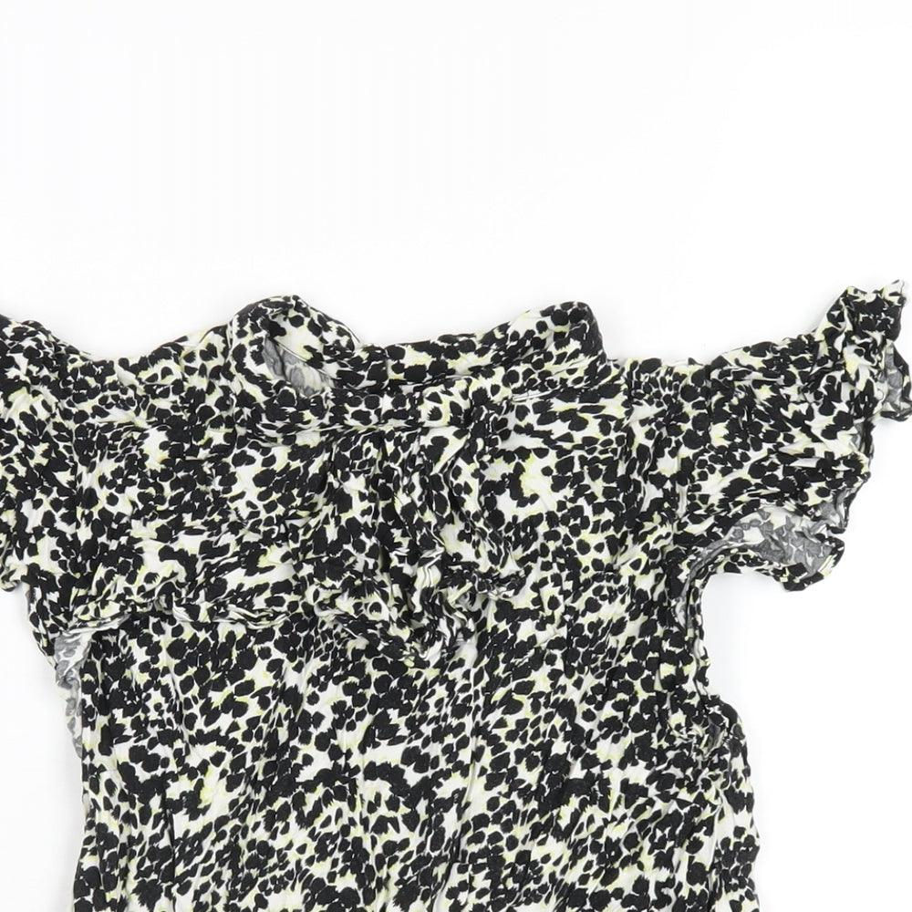 Oasis Womens Multicoloured Fair Isle Viscose Basic T-Shirt Size 12 Round Neck