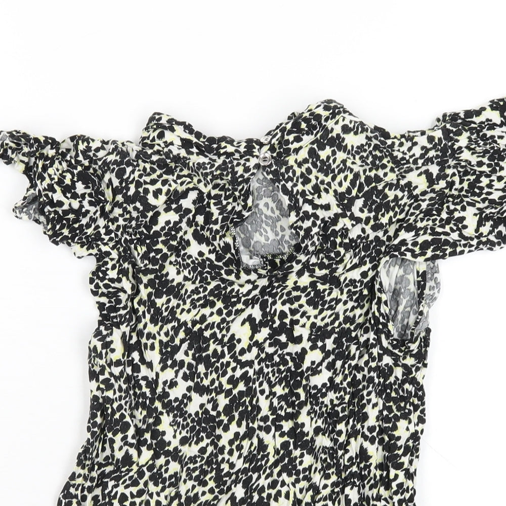 Oasis Womens Multicoloured Fair Isle Viscose Basic T-Shirt Size 12 Round Neck