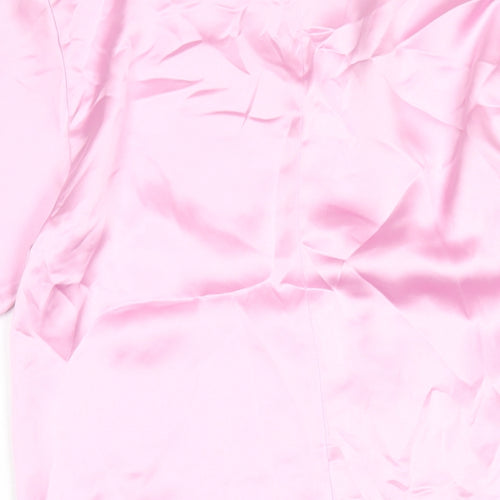 Zara Womens Pink Polyester T-Shirt Dress Size L Round Neck Zip