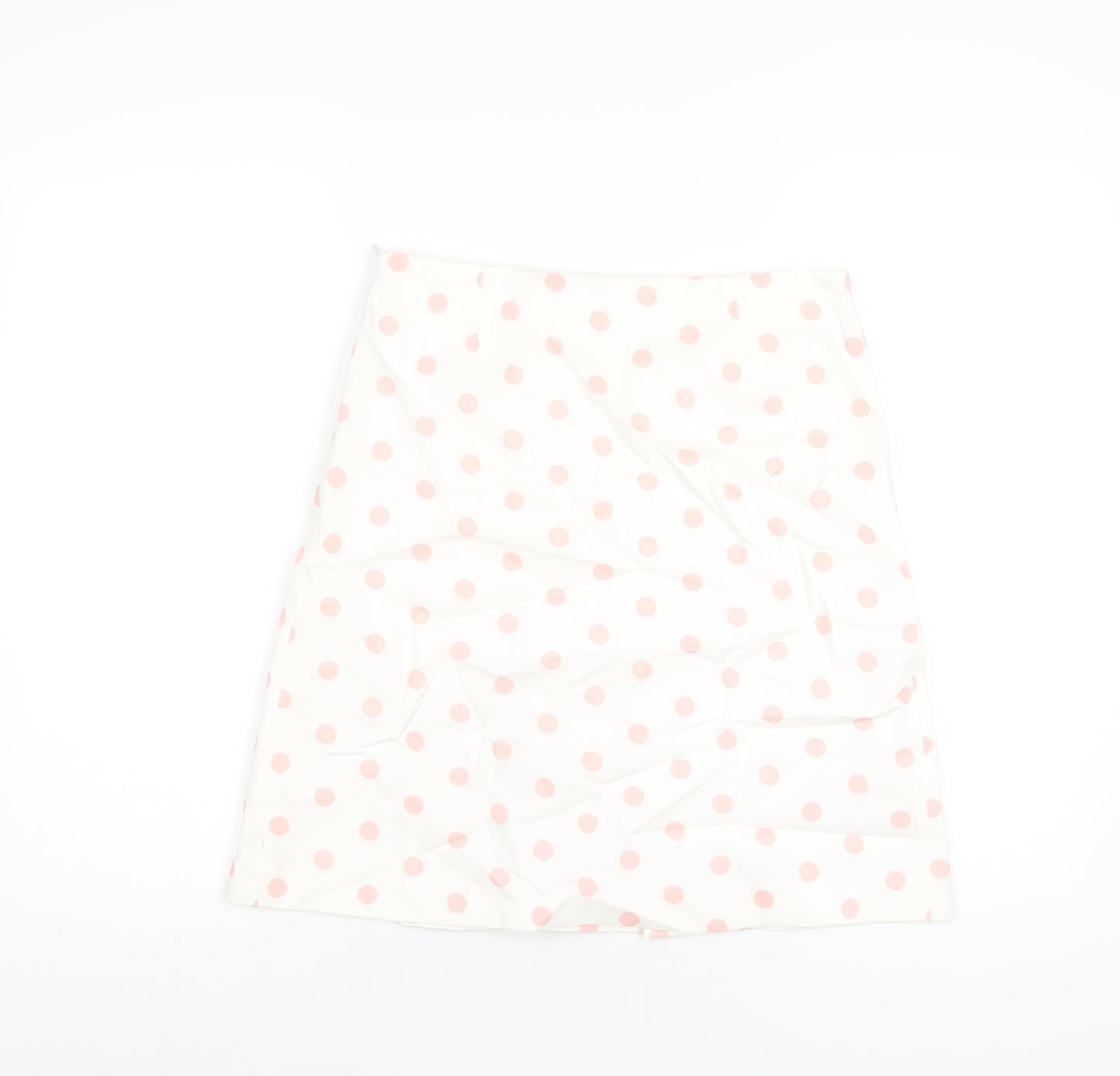 Zara Womens White Polka Dot Cotton A-Line Skirt Size 10 Zip