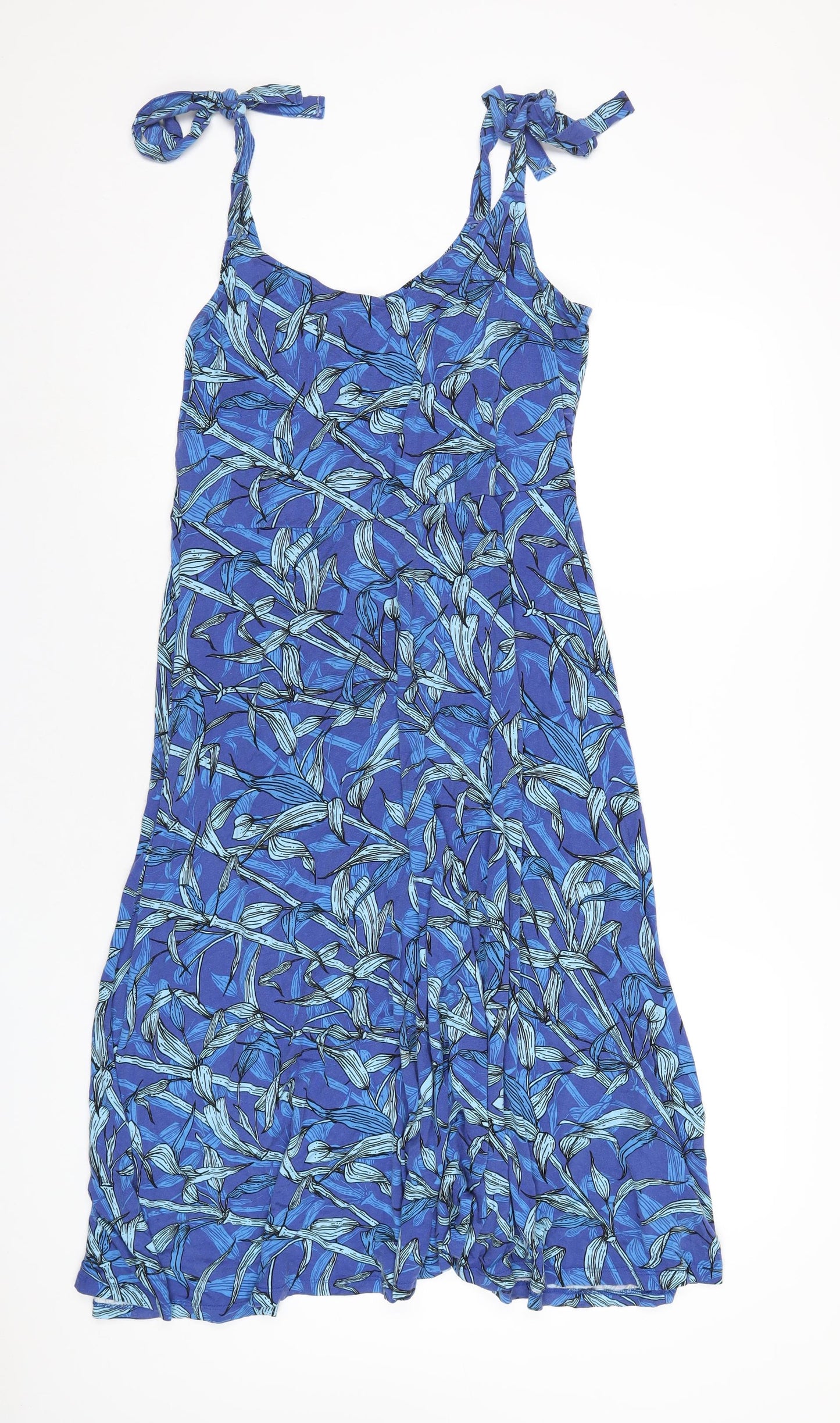 Very Womens Blue Geometric Viscose A-Line Size 16 Scoop Neck Pullover