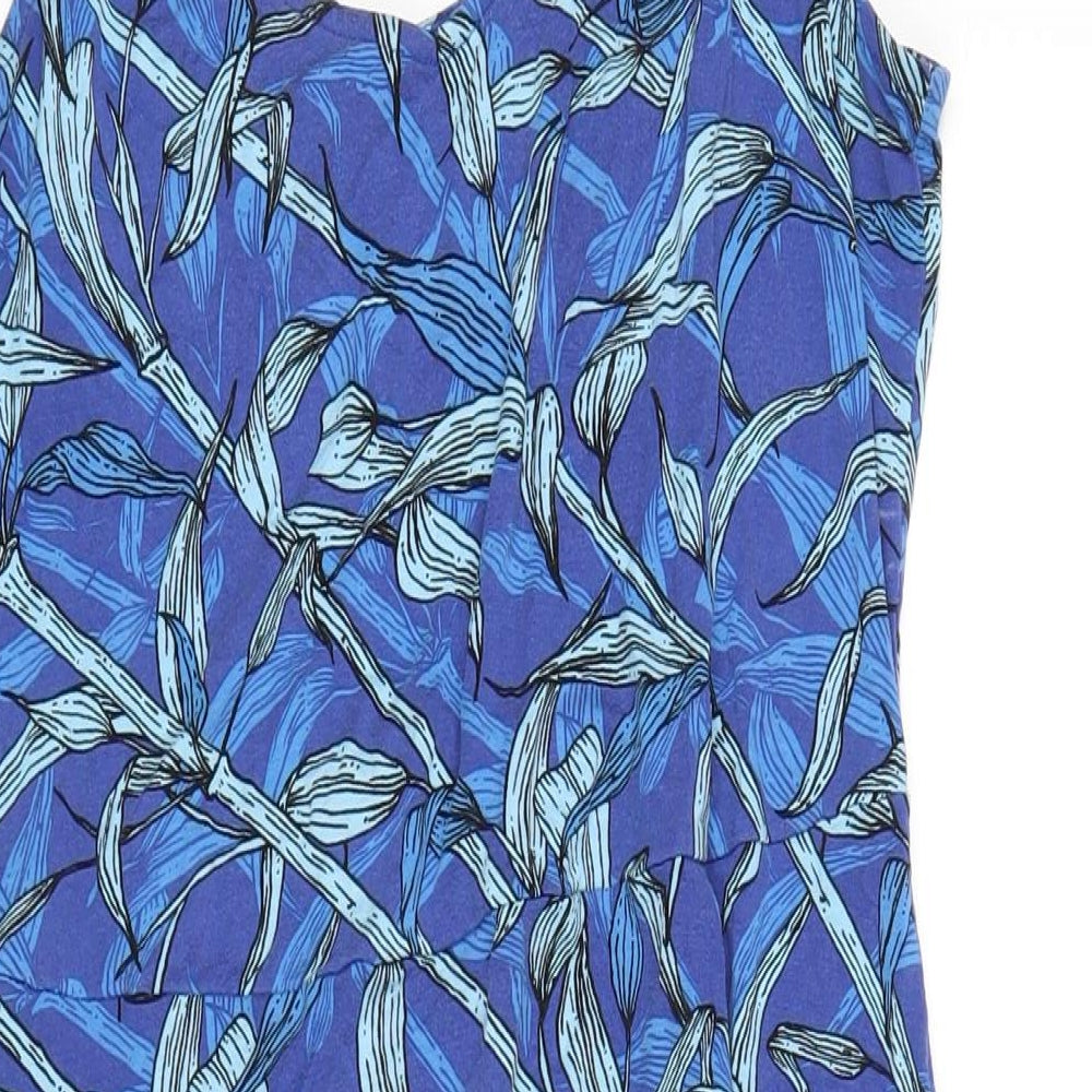 Very Womens Blue Geometric Viscose A-Line Size 16 Scoop Neck Pullover