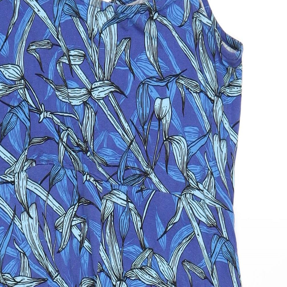 Very Womens Blue Geometric Viscose A-Line Size 16 Scoop Neck Pullover