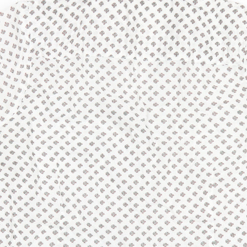 White Stuff Womens White Geometric Cotton Basic Button-Up Size 14 Collared