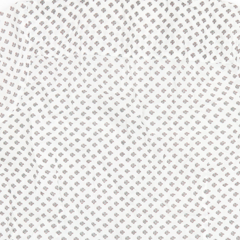 White Stuff Womens White Geometric Cotton Basic Button-Up Size 14 Collared