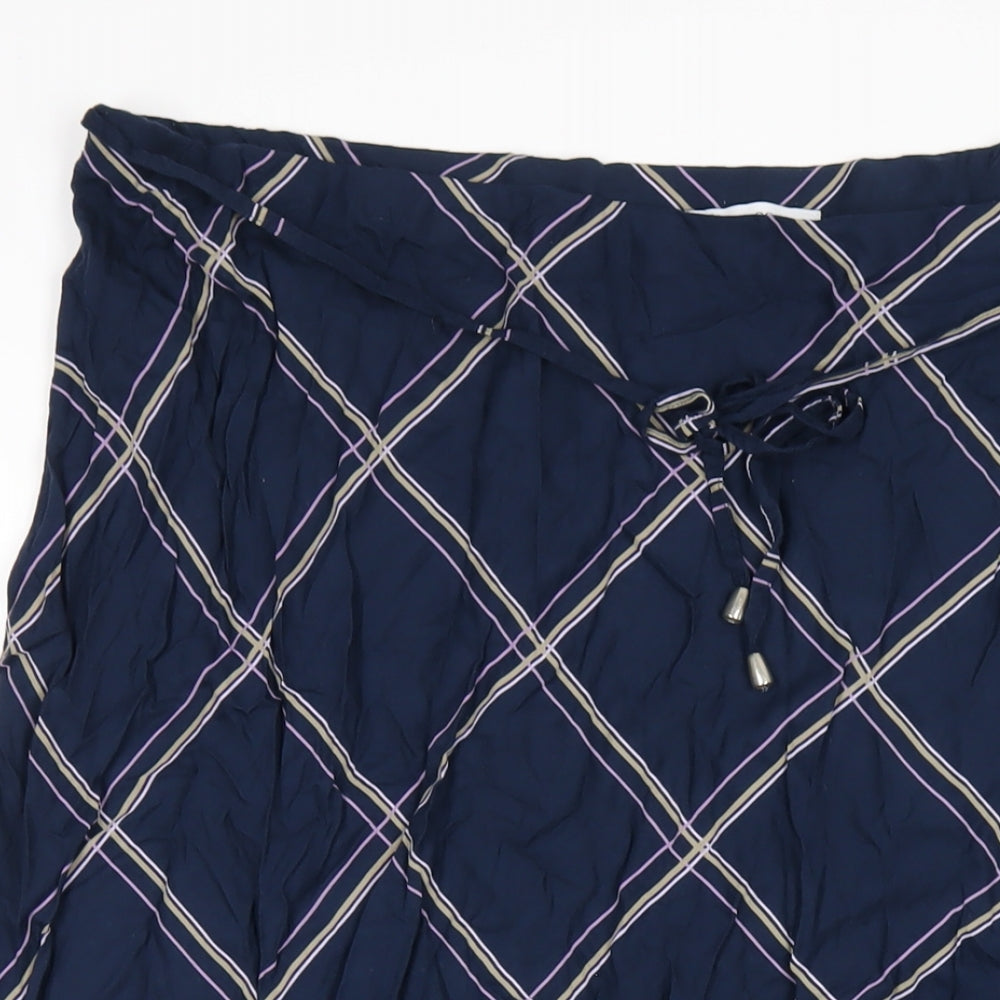 Classic Womens Blue Plaid Viscose A-Line Skirt Size 22