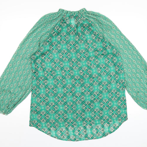Mint Velvet Womens Green Geometric Polyester Basic Blouse Size M V-Neck