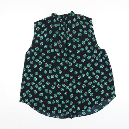 Whistles Womens Black Geometric Polyester Basic Button-Up Size 14 V-Neck