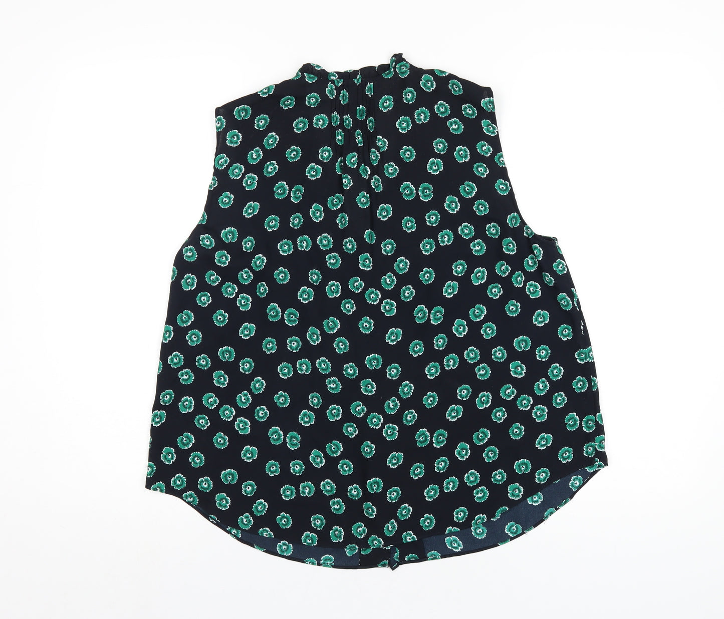 Whistles Womens Black Geometric Polyester Basic Button-Up Size 14 V-Neck