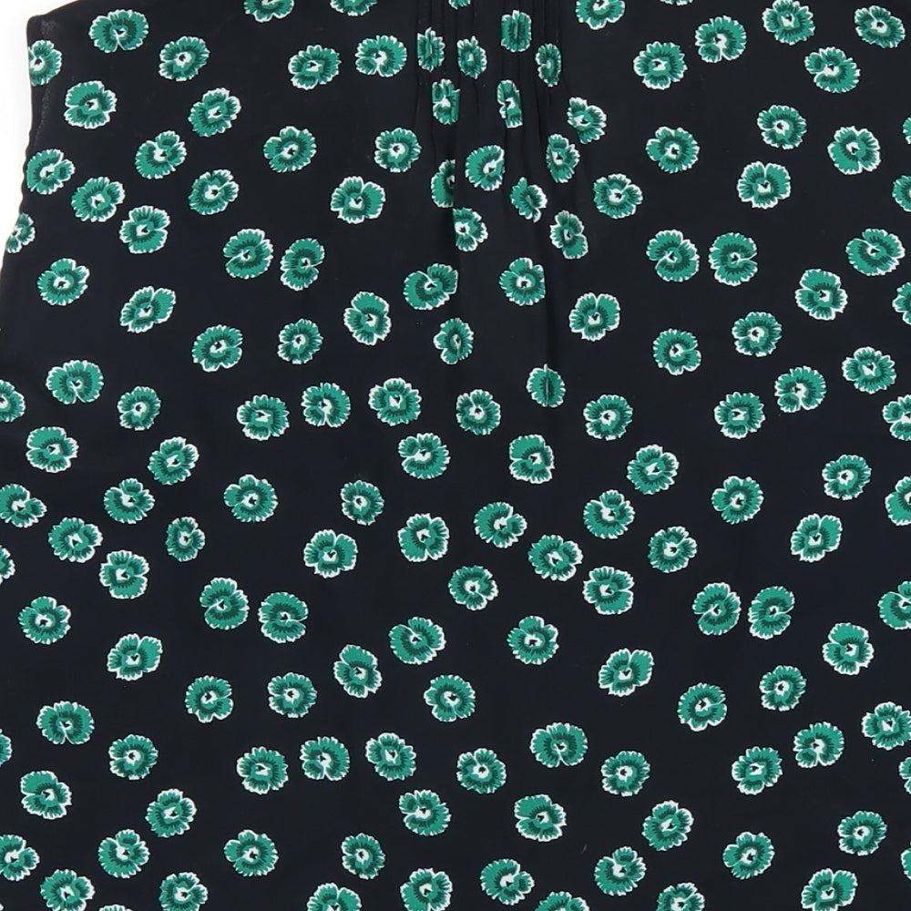 Whistles Womens Black Geometric Polyester Basic Button-Up Size 14 V-Neck