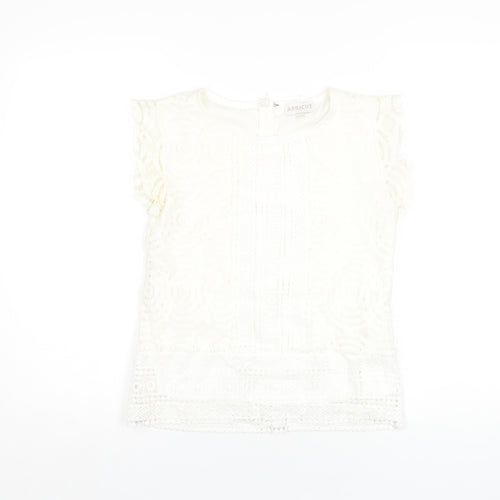 Apricot Womens White Polyamide Basic T-Shirt Size 8 Round Neck