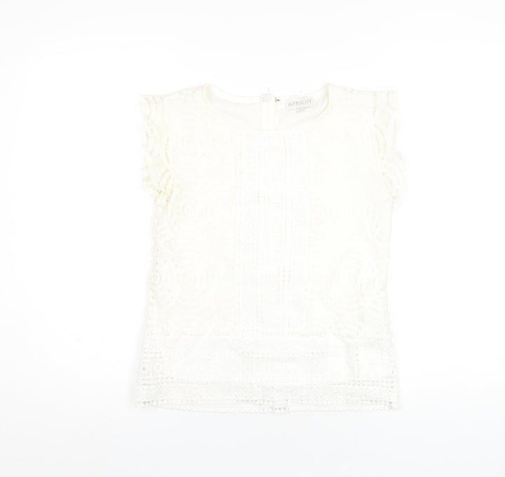 Apricot Womens White Polyamide Basic T-Shirt Size 8 Round Neck