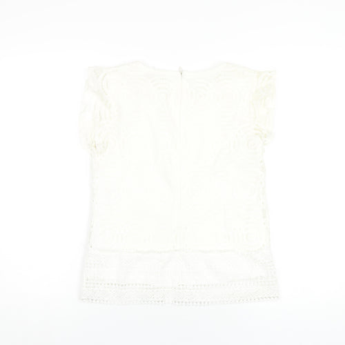 Apricot Womens White Polyamide Basic T-Shirt Size 8 Round Neck