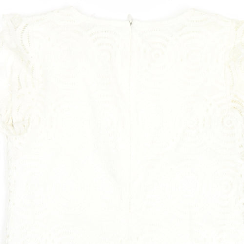 Apricot Womens White Polyamide Basic T-Shirt Size 8 Round Neck