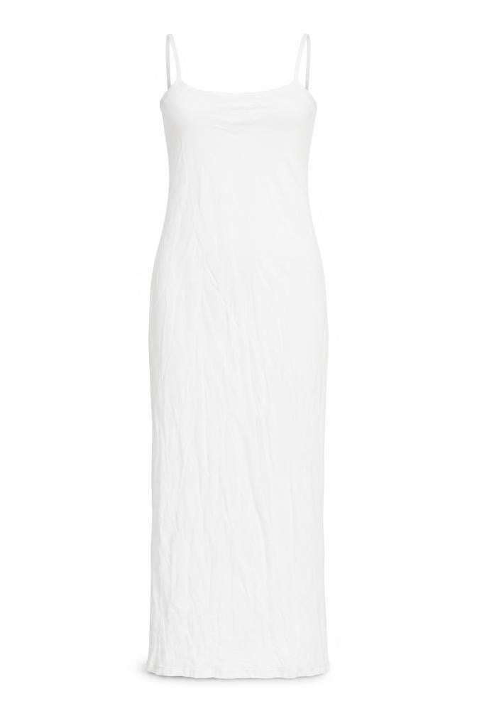 Front view of Bershka women’s white polyamide bodycon, size XS, scoop neck pullover
