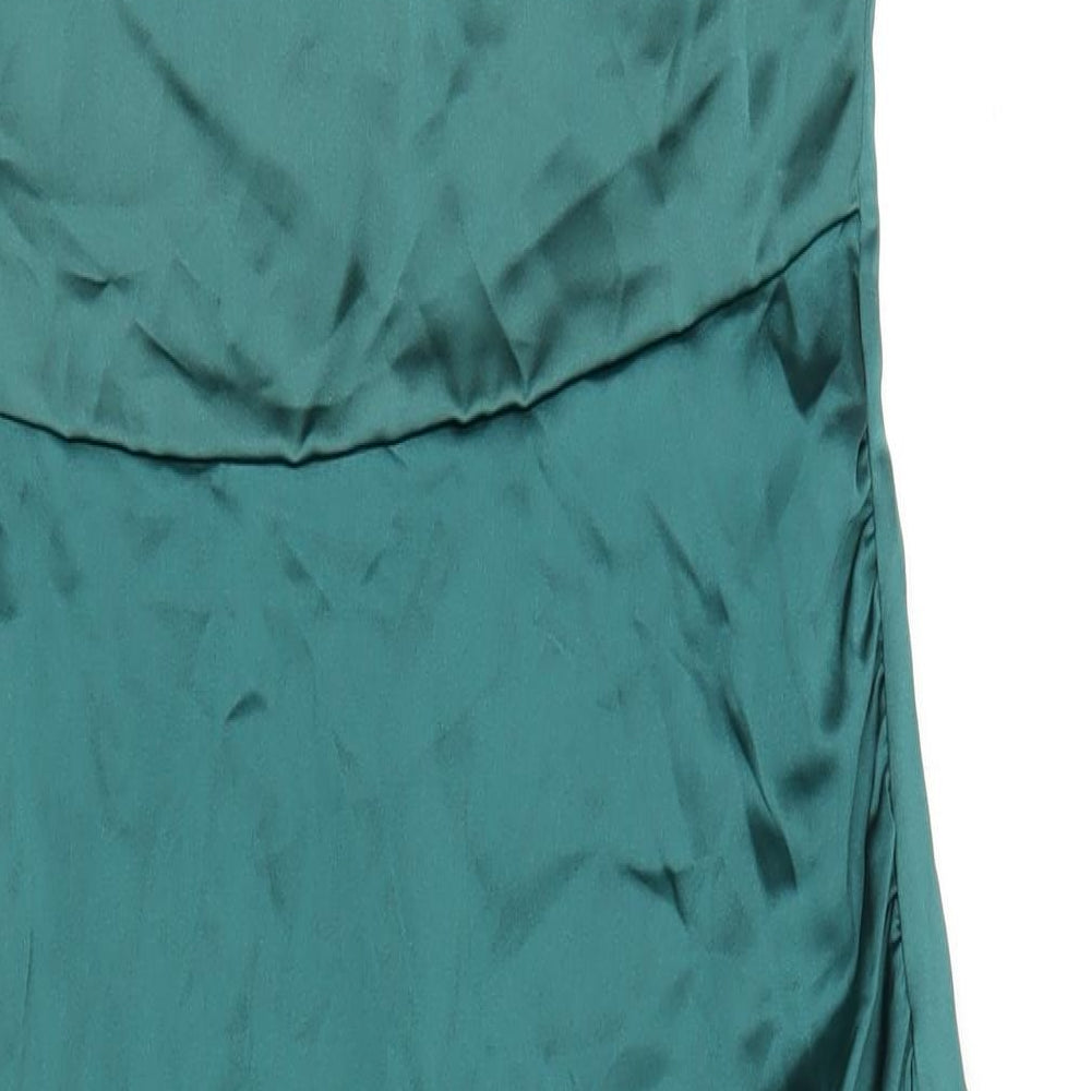 Zara Womens Green Polyester A-Line Size L Square Neck Zip