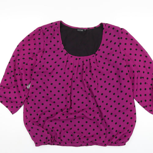 Body Flirt Womens Purple Polka Dot Polyester Basic T-Shirt Size 14 Scoop Neck