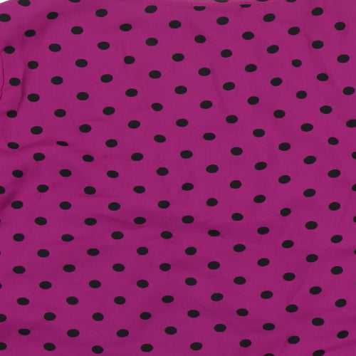 Body Flirt Womens Purple Polka Dot Polyester Basic T-Shirt Size 14 Scoop Neck