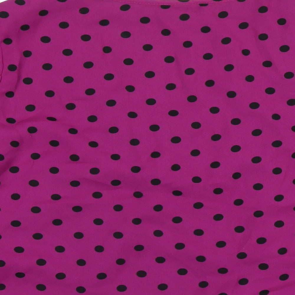 Body Flirt Womens Purple Polka Dot Polyester Basic T-Shirt Size 14 Scoop Neck