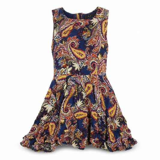 Front view of AX Paris women’s multicoloured geometric viscose a-line, size UK 10, round neck zip
