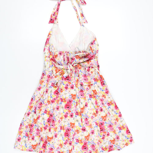 Red Herring Womens Multicoloured Floral Cotton A-Line Size 10 Halter Zip