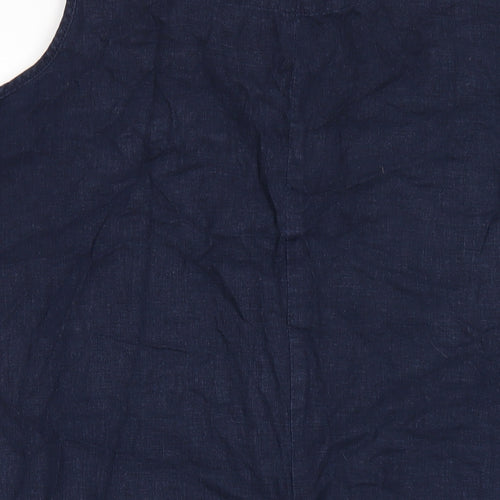 NEXT Womens Blue Linen Tank Dress Size 14 V-Neck Pullover