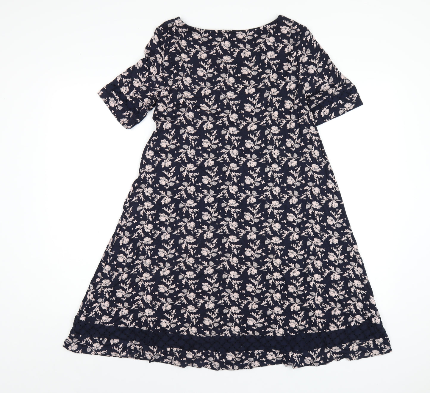 Monsoon Womens Blue Geometric Viscose A-Line Size 8 Round Neck Pullover